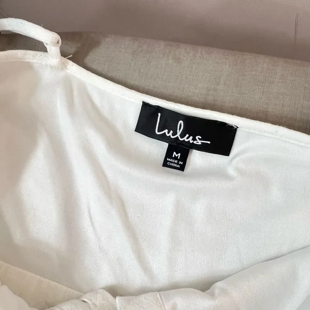Lulu’s I've Got Love White Off-the-Shoulder Midi Dress size medium - Picture 12 of 15